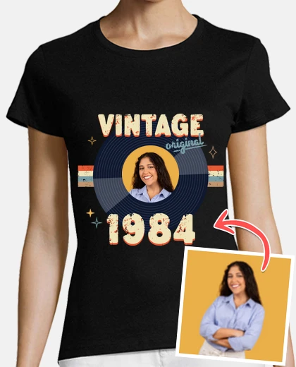 magliette vintage 1984 con foto personalizzabile