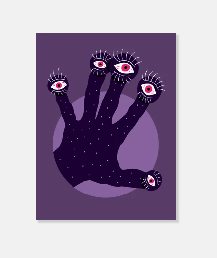 Tableau main bizarre avec des yeux qui regarden