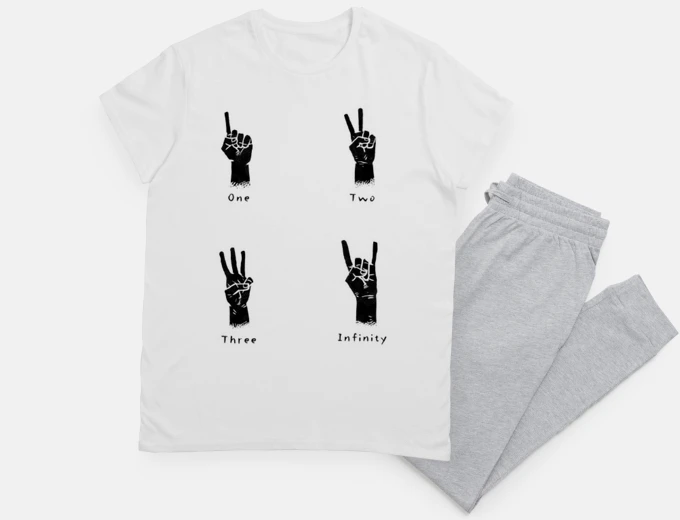 Pyjama mains de l infini signes signe langage rock nuit sommeil 
