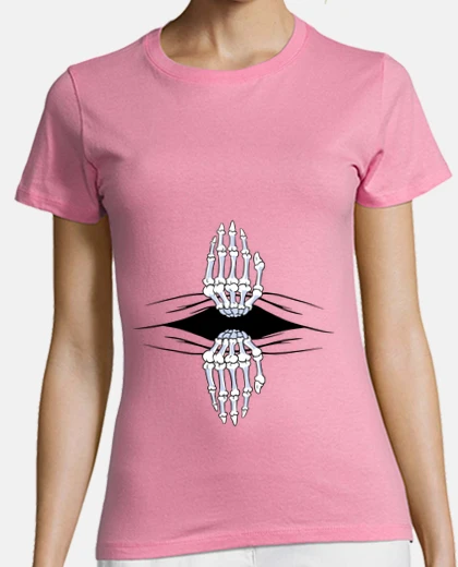 Tee-shirt mains de squelette sortant d un trou niveau du ventre 