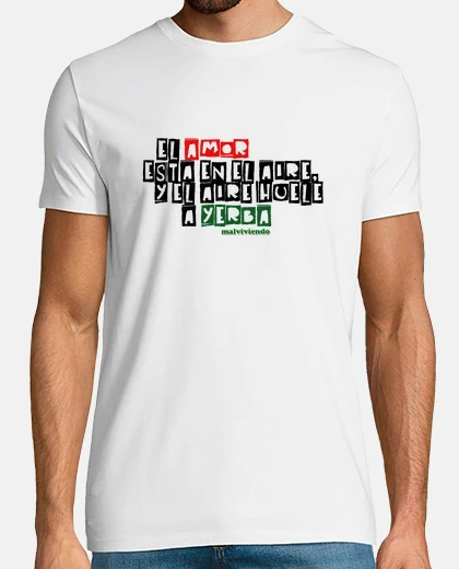 Camiseta Malviviendo- El amor está en el aire- blanco