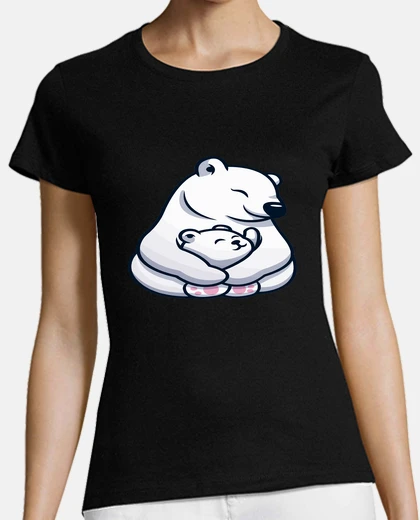 Playera mamá oso polar con su cachorro