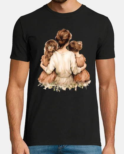 Tee-shirt maman et ses deux filles amour école 