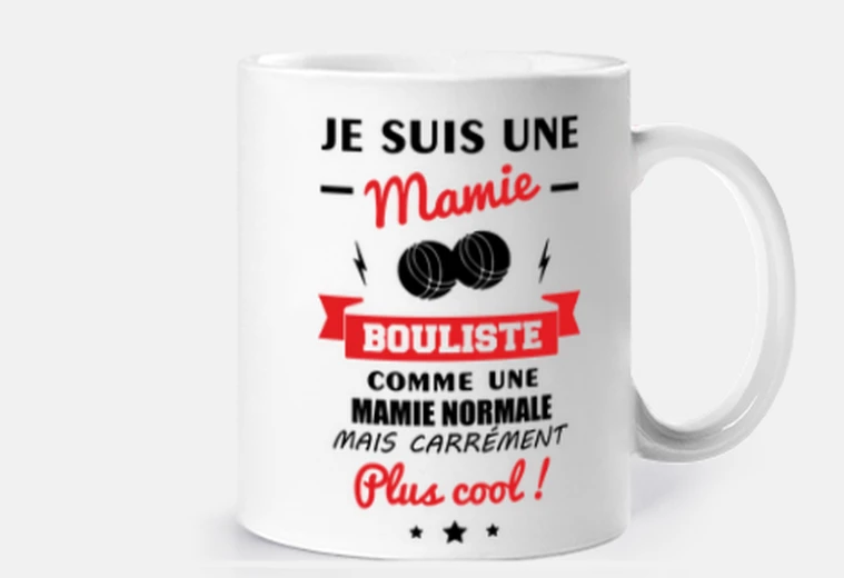 Mug mamie bouliste,cadeau,pétanque