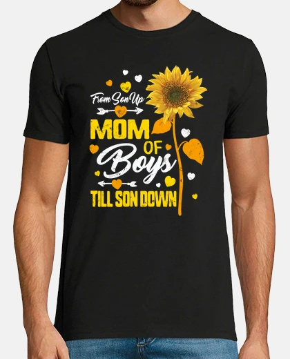 T-shirt mamma di ragazzi camicia da figlio fino a figlio giù regalo di giorno di madri per amante di girasol
