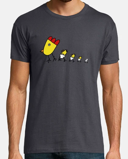 T-shirt mamma gallina uomo, manica corta, grigio topo, qualità extra