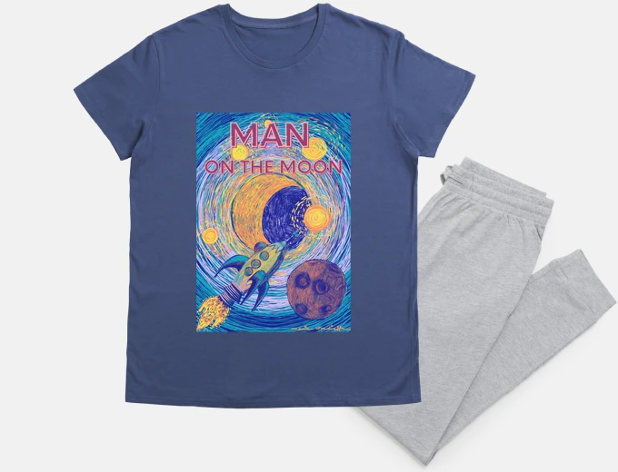 Pyjama man on the moon