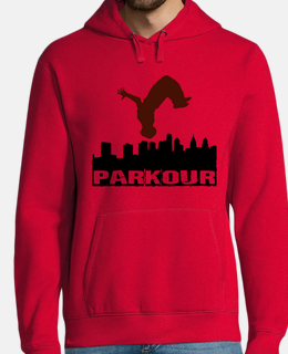 man, hoodie, red, parkour