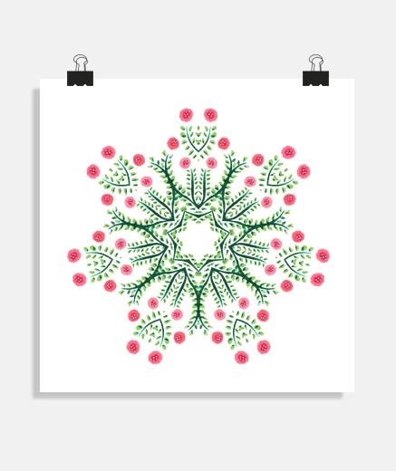 Poster mandala fleur abstraite dessiné à l&#39