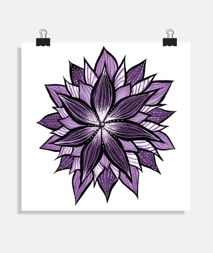 Poster mandala pourpre comme fleur abstraite