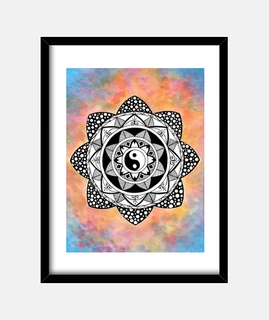 Mandala Ying Yang Acuarela