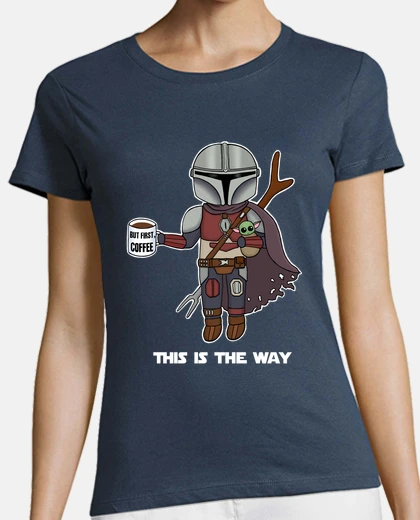 T-shirt mandalorian baby yoda coffee