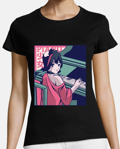 T-shirt manga girl who plays piano