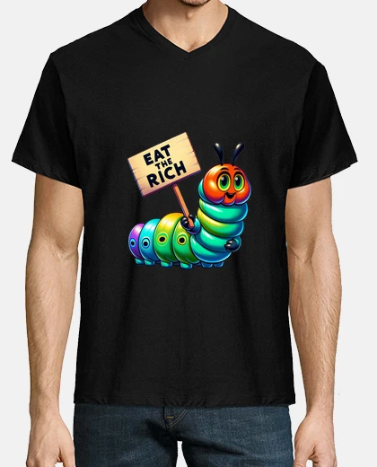 Tee-shirt mange la riche chenille affamée