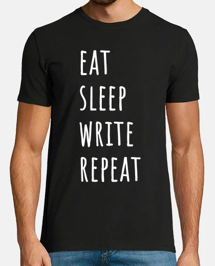 Tee-shirt manger dormir écrire répéter blanc