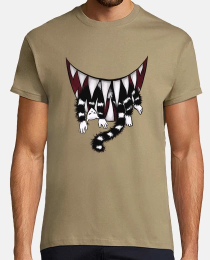 Tee-shirt mangeur de chat monstre dents pointues