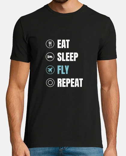 T-shirt mangia dormi aereo ripeti eat