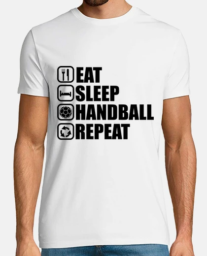 T-shirt mangiare, dormire, pallamano, ripetere