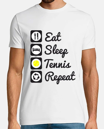 T-shirt mangiare, dormire, tennis, ripetere
