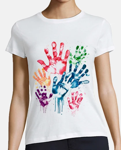 T-shirt mani stampe colorate da parete