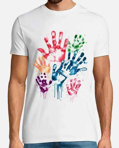 T-shirt mani stampe colorate da parete