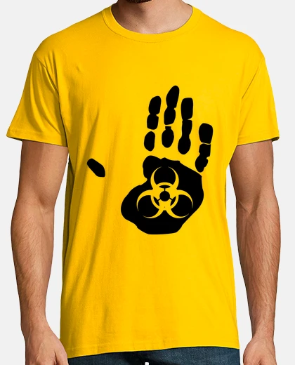 T-shirt mano di rischio biologico