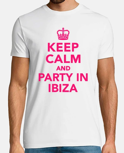 Camiseta mantener la calma y la fiesta en ibiza