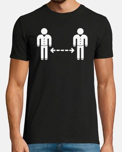 T-shirt mantenere la distanza icona del virus corona bianca