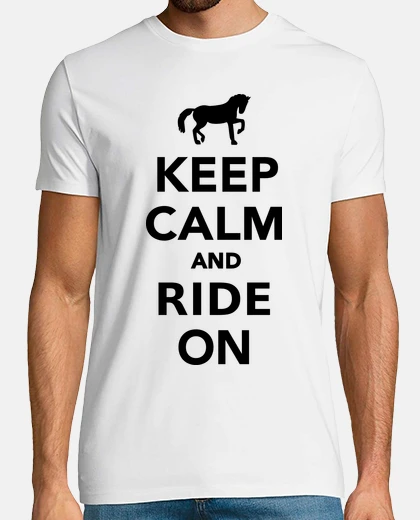 T-shirt mantieni la calma e cavalca