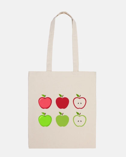 Bolsa manzanas rojas y verdes manzano bolso de mercado de agricultores bolso de estudiante