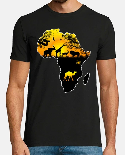 Camiseta Mapa de África con safari africano anim