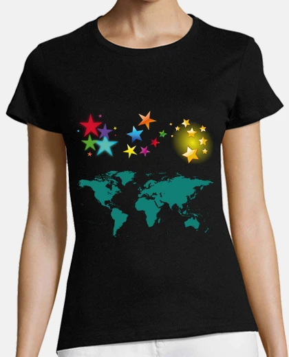 Playera mapa del mundo con estrellas