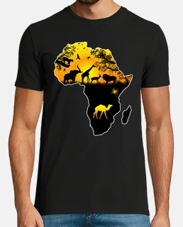 Mapa de África con safari africano anim