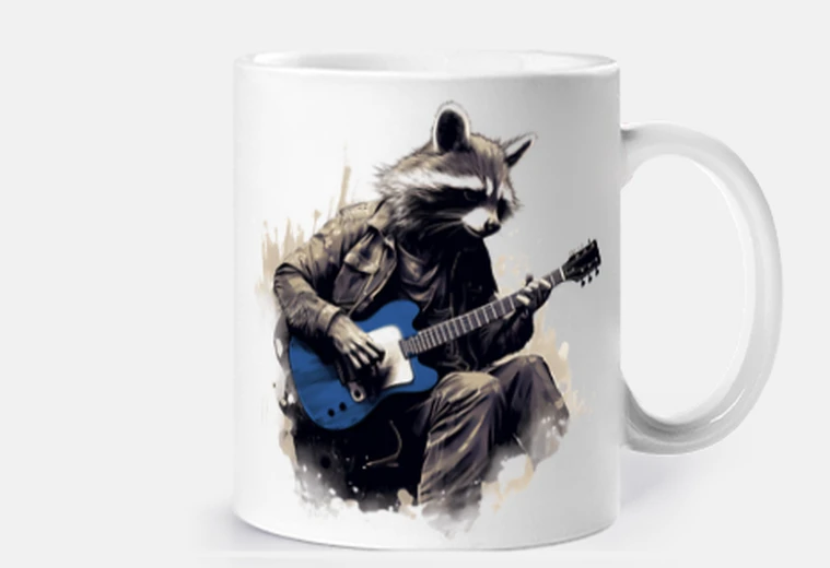 Taza mapache guitarrista taza personalizable café té croissants infusión té de hierbas