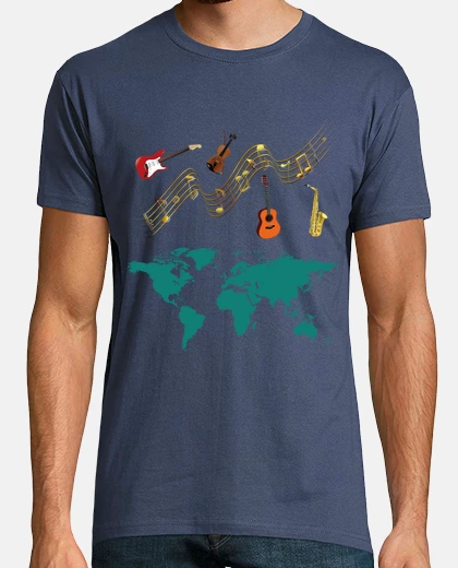 T-shirt mappa del mondo musicale