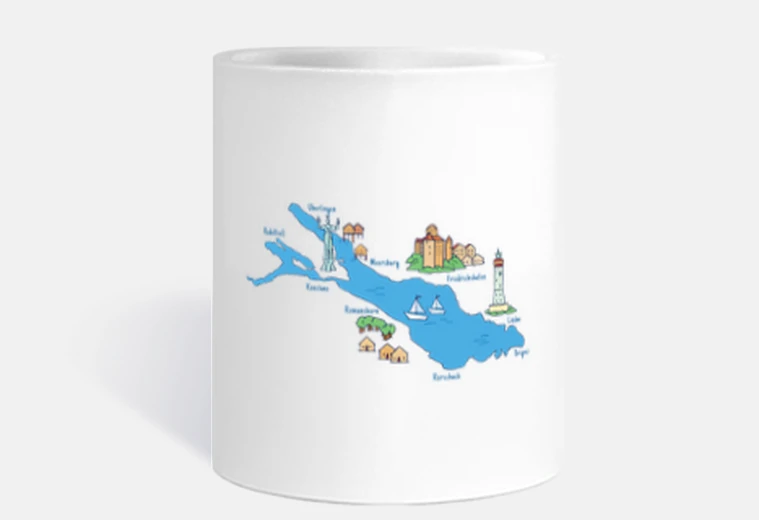 Tazza mappa lago di costanza, bodensee, bodan, romanshorn.