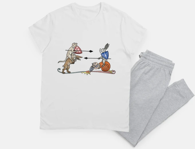 Pajama marginalia fair medieval dog rabbit