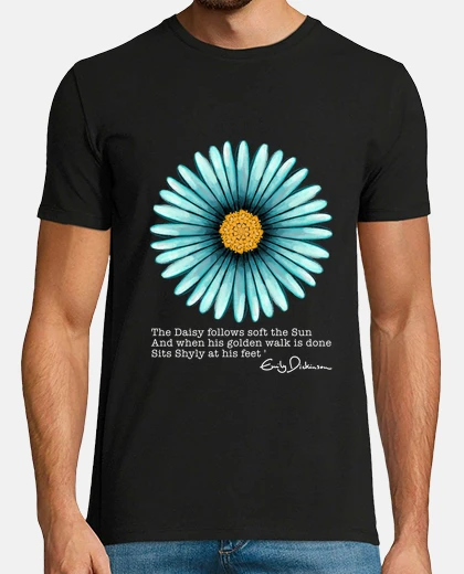 Tee-shirt marguerite bleue lettre blanche