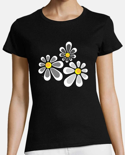Tee-shirt marguerites grises