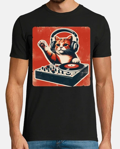 Tee-shirt marrant dj chat de maison rétro ancien