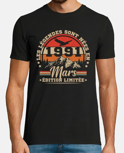 Tee-shirt Mars 1991 Vintage Cadeau Anniversaire
