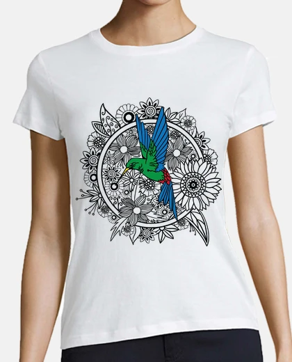 Tee-shirt martin pecheur mandala couleur
