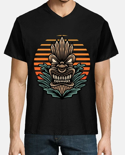 T-shirt maschera tiki retrò hawaii i vestito es