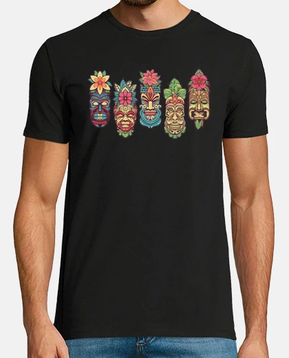 T-shirt maschere tiki sculture tribali tiki