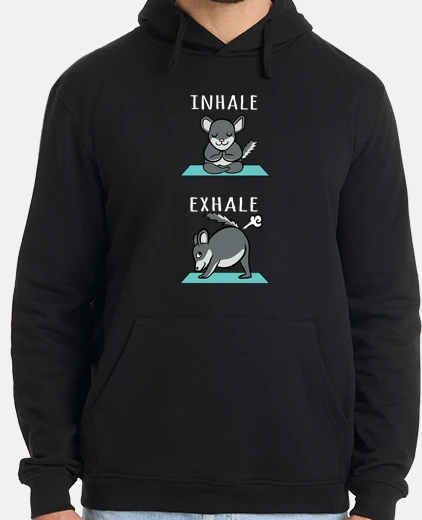 Hoodie mascot chinchilla yoga inhale exhale