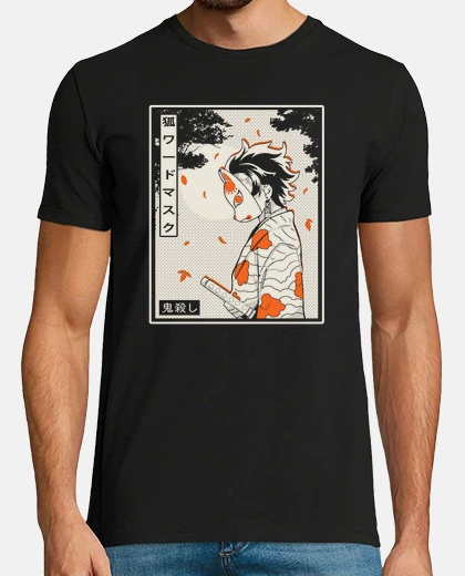 Tee-shirt masque de renard de tueur de démon
