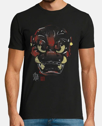 Tee-shirt masque japonaise démon kanji