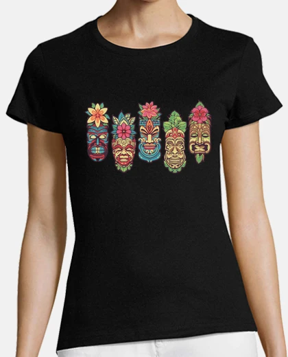 Tee-shirt masques Tiki Tikis sculptures tribales