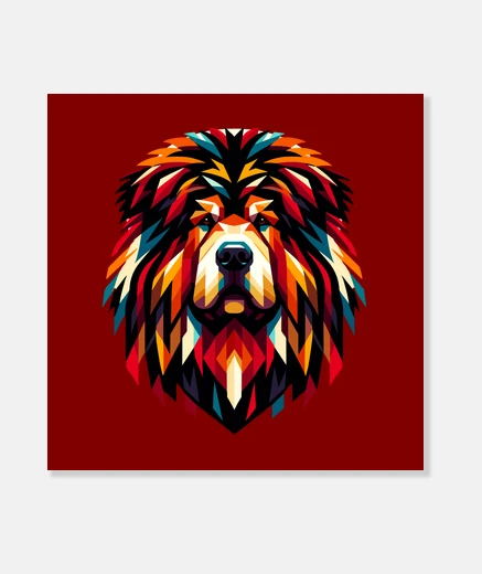 Stampa Mastino tibetano mosaico geometrico