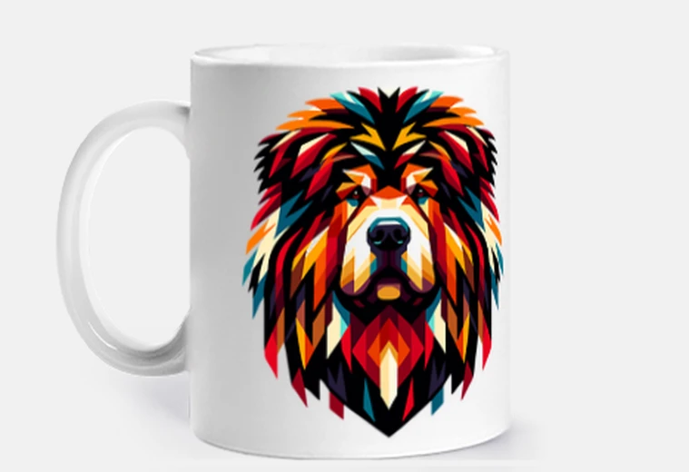 Tazza Mastino tibetano mosaico geometrico